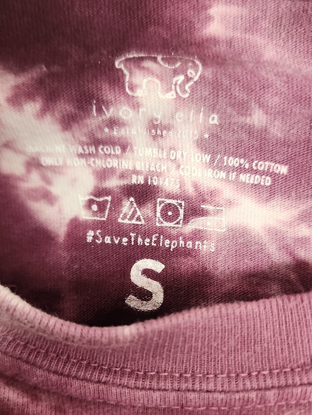 ivory ella Tie-Dye Pocket Tee in Burgundy & Lavender #SaveTheElephants Size S - Picture 6 of 6